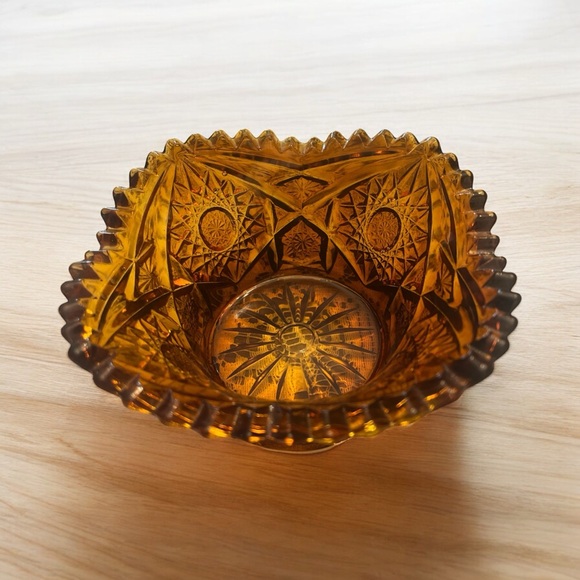 Vintage Other - Vintage Amber Cut Glass Bowl